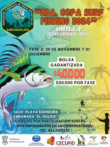 Anuncian Segunda Fase de la Copa Surf Fishing 2024 en Playa Eréndira, Lázaro Cárdenas