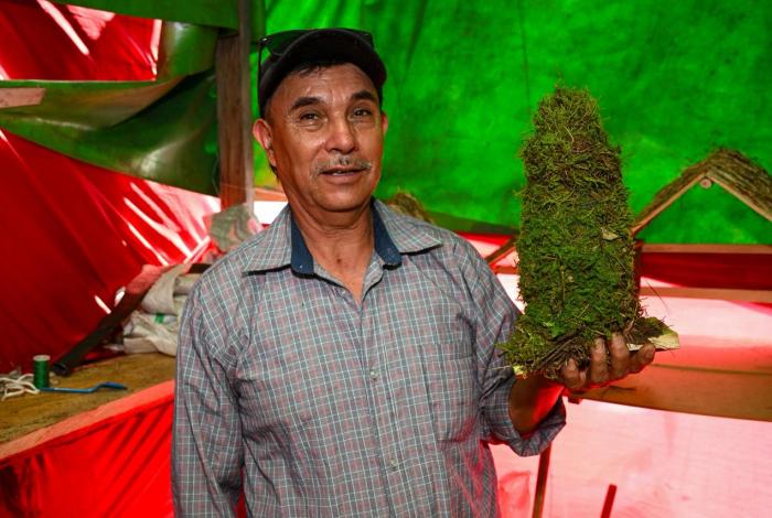 Arbolitos y portalitos navideños de Rogelio, que guardan una historia de amor