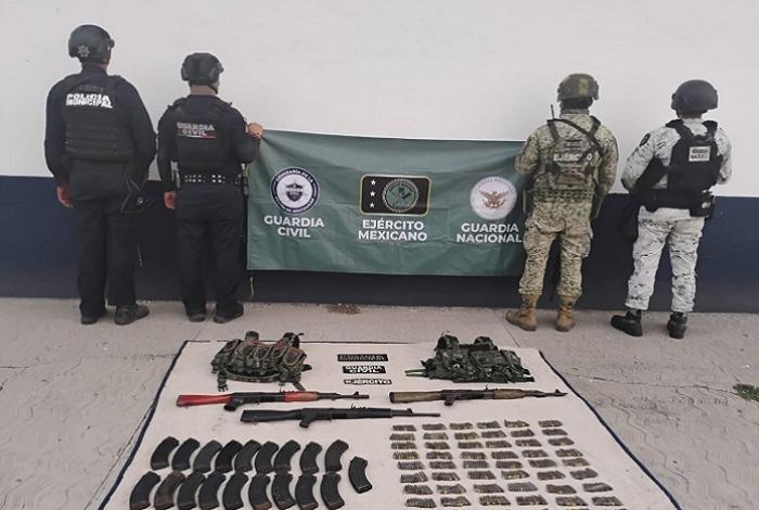 Asegurados en Buenavista 2 hombres, 7 fusiles y más de 2 mil cartuchos: SSP