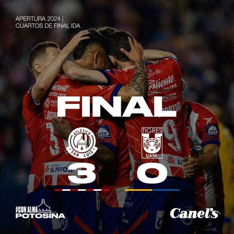 Atlético de San Luis toma ventaja al aplastar a Tigres 3-0