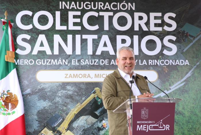 Bedolla transforma el Valle de Zamora; inaugura 3 colectores para sanear el 100 % del agua