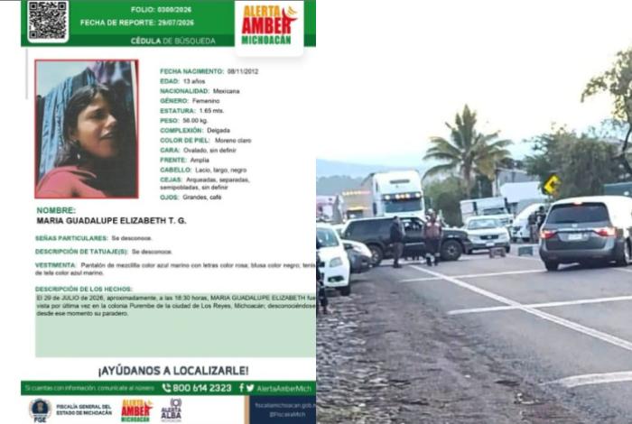 Bloquean la carretera Los Reyes-Peribán por la desaparición de una menor