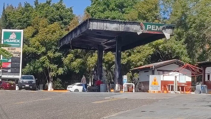 Calcinada, quedó la gasolinera atacada esta madrugada en Cuitzeo