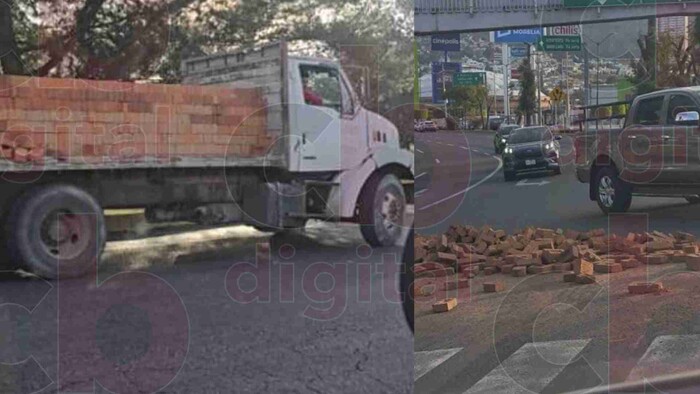 Camión se le caen los tabiques sobre la avenida Camelinas