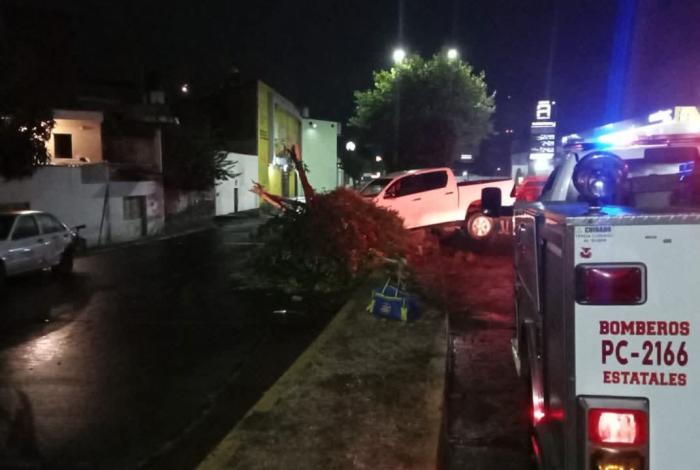 Camioneta choca contra árbol y poste en la avenida Héroes de Nocupétaro, Morelia