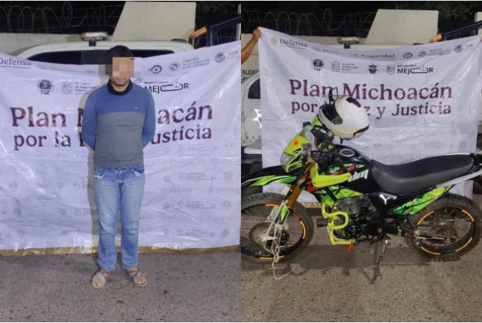Capturan a un hombre armado que circulaba en una motocicleta en Lázaro Cárdenas