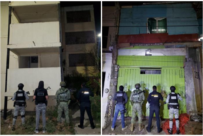 Catean tres inmuebles y aseguran 2,689 dosis de sustancias ilícitas; hay cuatro detenidos