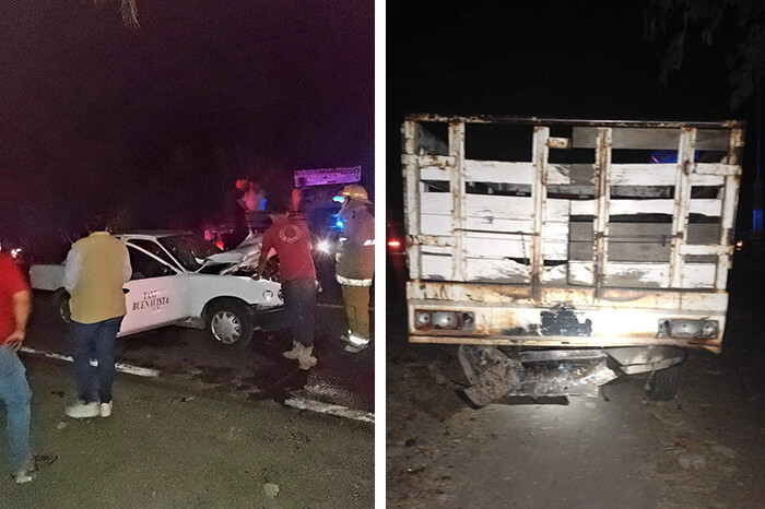 Choque por alcance entre taxi y camioneta deja 4 lesionados, en Apatzingán