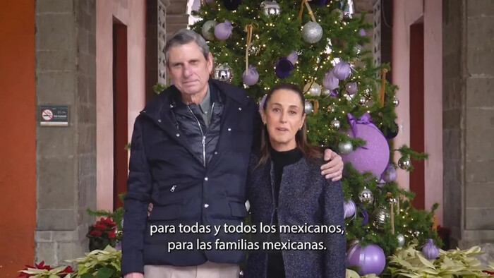 Claudia Sheinbaum y su esposo comparten mensaje de Navidad