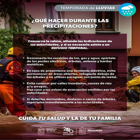 #Clima | SSM emite recomendaciones de la SSM para prevenir afectaciones por lluvias