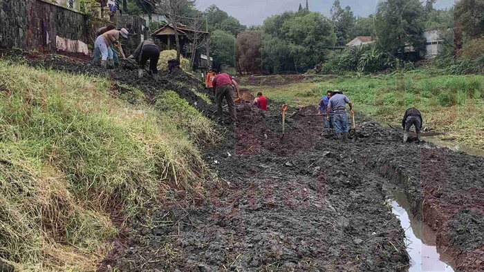 Comerciantes del muelle general bajaron sus cortinas para hacer desazolve en el lago de Pátzcuaro