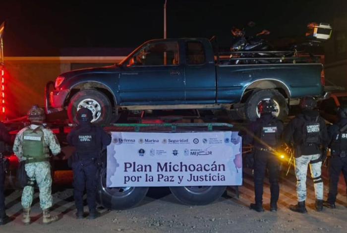Con Plan Paricutín, dos detenidos y aseguradas armas, droga y combustible en Sahuayo y Tingambato