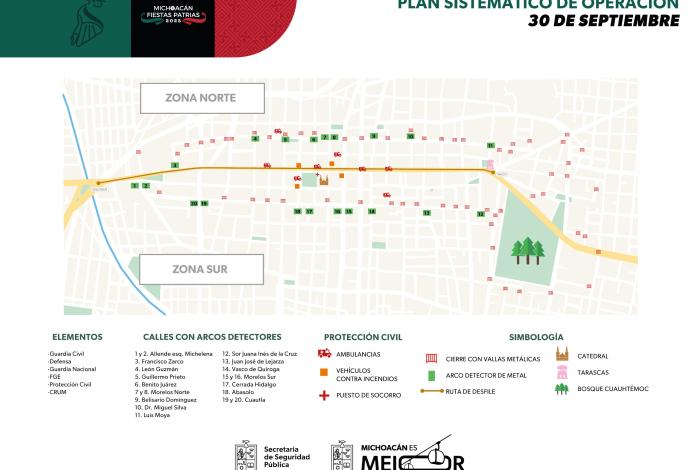 Conoce los 20 accesos que habrá para el desfile de este martes 30 de septiembre, en Morelia
