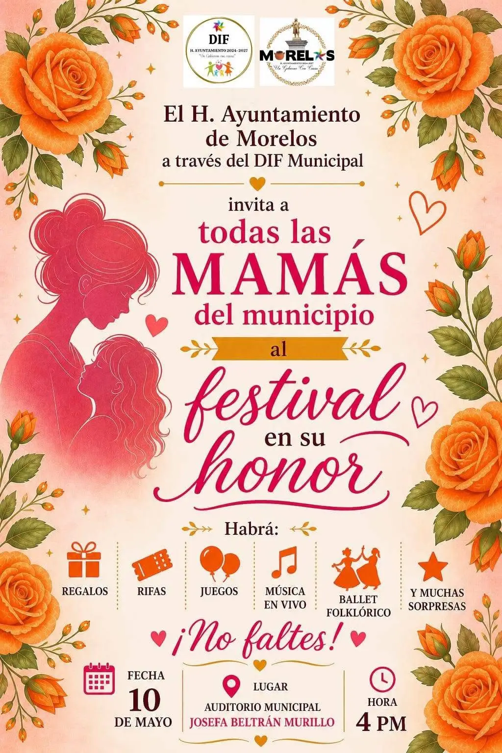 Convoca Julio César Conejo Alejos a las mamás y familias de Morelos a celebrar en grande este 10 de mayo