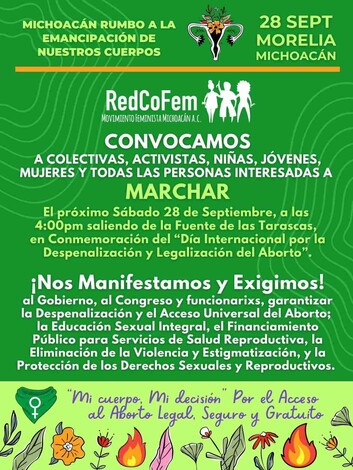 Convocan a marcha por el Día Internacional por la Despenalización y Legalización del Aborto