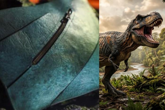 Crean un bolso de lujo con cuero reconstruido de T-Rex