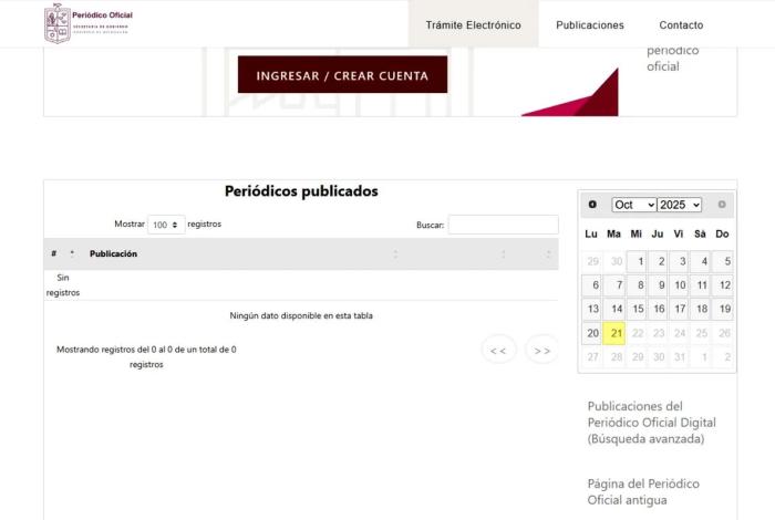 De membrete Gobierno Digital en el Periódico Oficial del Estado