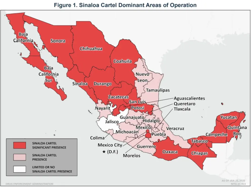 DEA alerta sobre expansión del narco mexicano en su Evaluación 2025