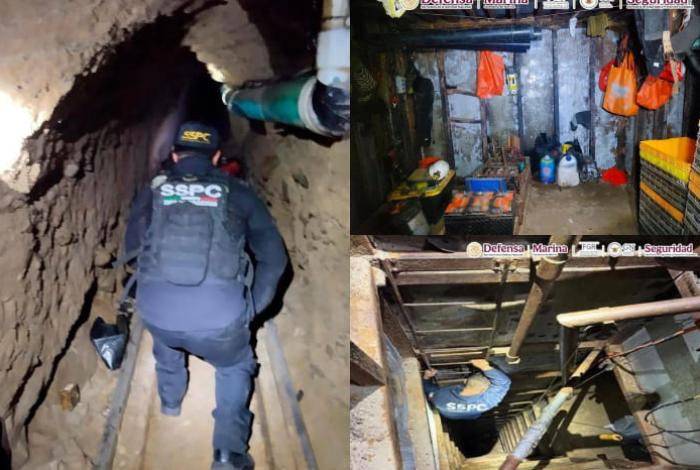 Descubren túnel en Baja California que conectaba con EUA con 13.5 metros de profundidad y 600 de largo