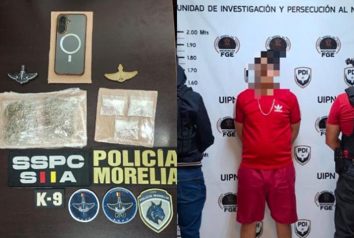 Detiene Policía Morelia a un joven por fumar marihuana en San Francisco; también traía cristal
