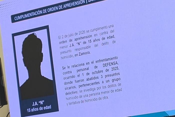 Detienen a adolescente por homic1dio en Zamora; lo vinculan con grupo crim1nal