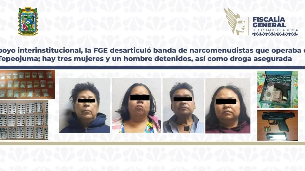 Detienen a banda dedicada de vender droga en Puebla