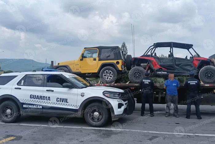 Detienen a conductor de tractocamión; transportaba un RZR rob4do
