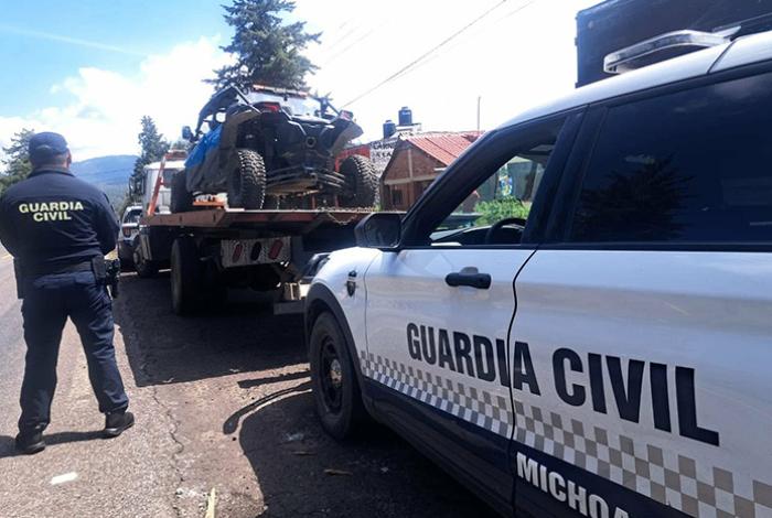 Detienen a hombre que remolcaba vehículo RZR con reporte de robo en la Morelia-Quiroga