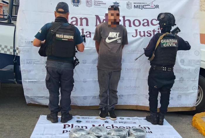 Detienen a ‘La Manzana’ en Jacona, cargaba con siete kg de dr0ga