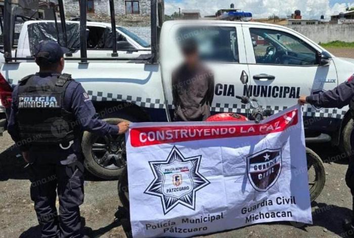 Detienen a un joven en Pátzcuaro, por posible moto robada