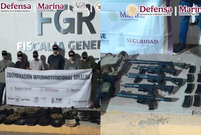 En diferentes acciones en Sinaloa, autoridades federales detuvieron a 18 personas, aseguraron armamento y sustancias químicas