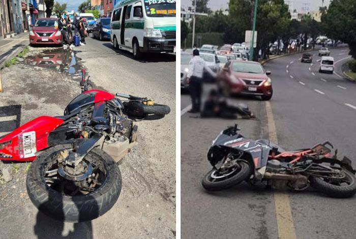 En distintos hechos en Morelia, dos motociclistas resultan lesionados al chocar con otros vehículos