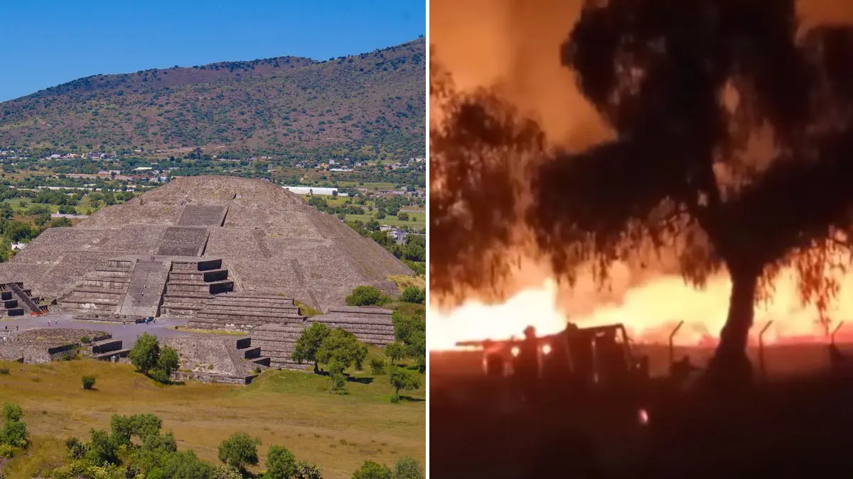 ¡En llamas! Se registra incendio forestal en la zona arqueológica de Teotihuacán | VIDEO