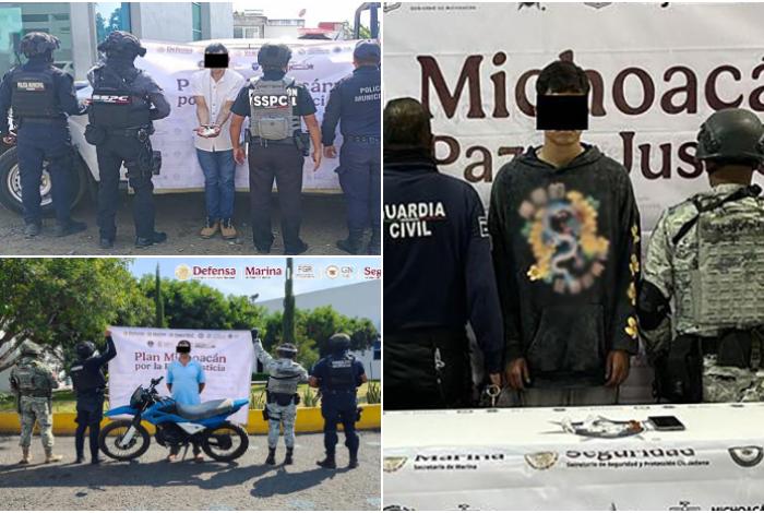 En Michoacán, detienen a 8 personas, aseguran armas e inhabilitan 2 campamentos clandestinos