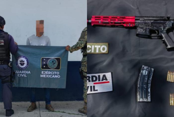 En Operación Apatzingán, SSP y Defensa detienen a un sujeto por portación de un fusil