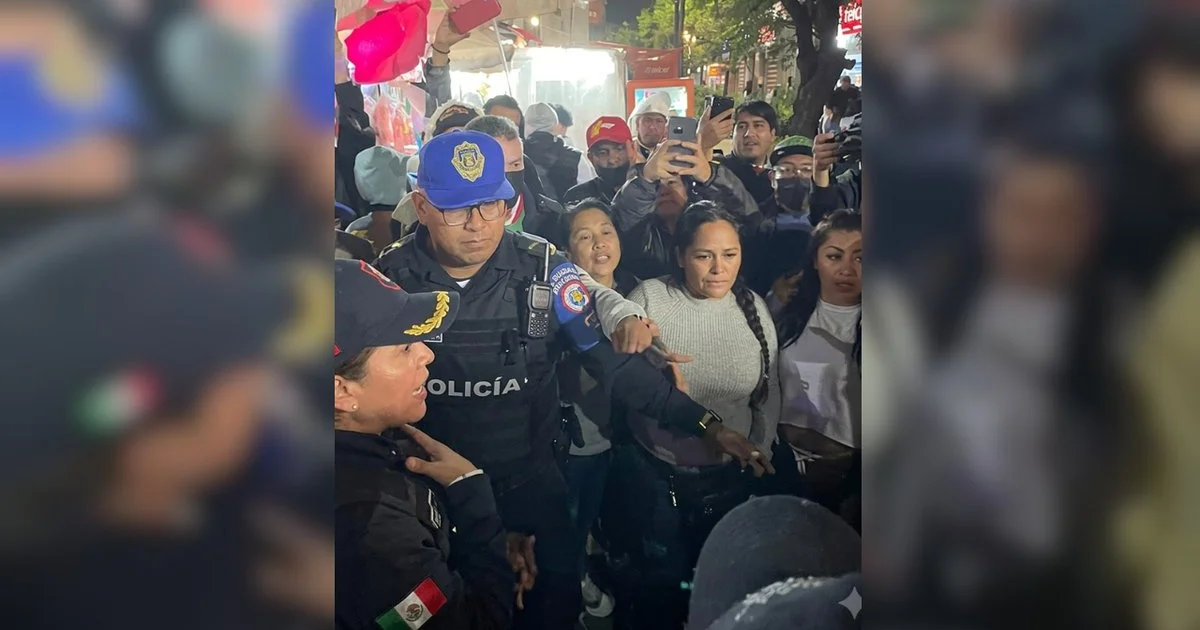 Estalla conflicto en Cuauhtémoc; comerciantes agreden a policías y equipo de Alessandra Rojo de la Vega.