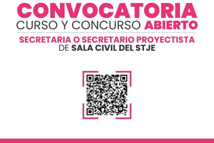 Este 6 de agosto abre el registro para el Concurso de Oposición para Secretaria o Secretario Proyectista de Sala Civil del STJE