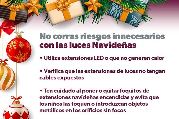 Evita incendios revisando las luces del árbol de Navidad