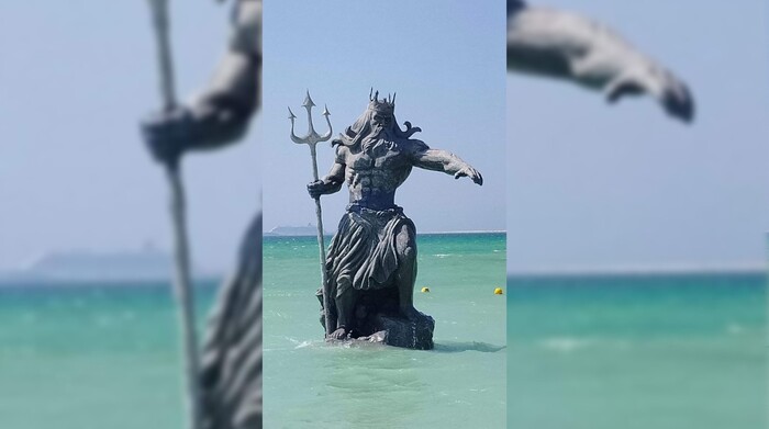 Falso que yucatecos quieran quitar la estatua de Poseidón en Yucatán