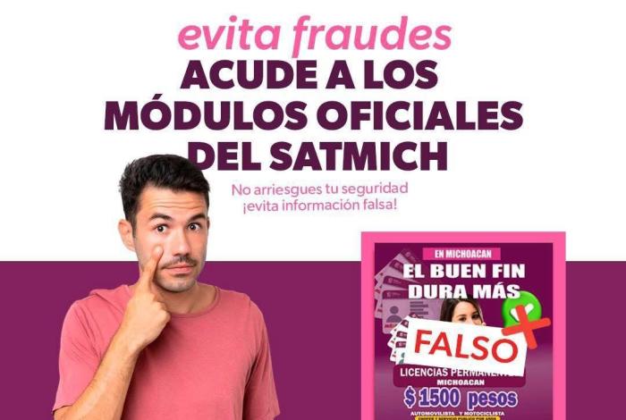 Finanzas y Satmich alertan sobre páginas fraudulentas que ofrecen trámites vehiculares
