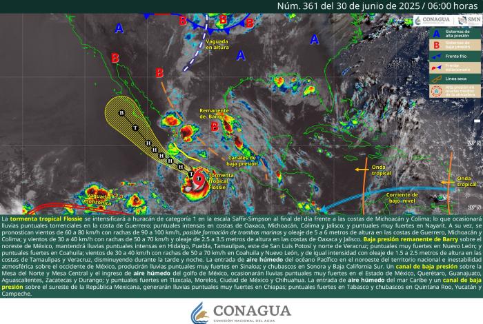 ‘Flossie’ provocará lluvias en Michoacán a partir de este lunes