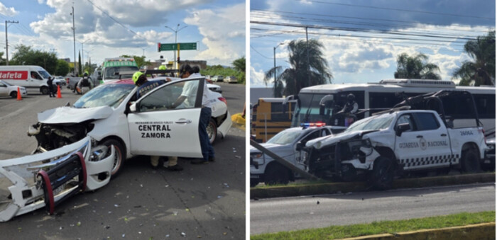 #Fotos | Chocan patrulla de la GN y Taxi frente a la central camionera de Zamora