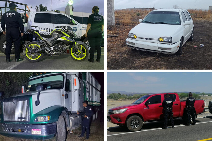 FOTOS | En Morelia, Tarímbaro, Charo, Acuitzio y otros 9 municipios, Guardia Civil recupera 30 vehículos robado