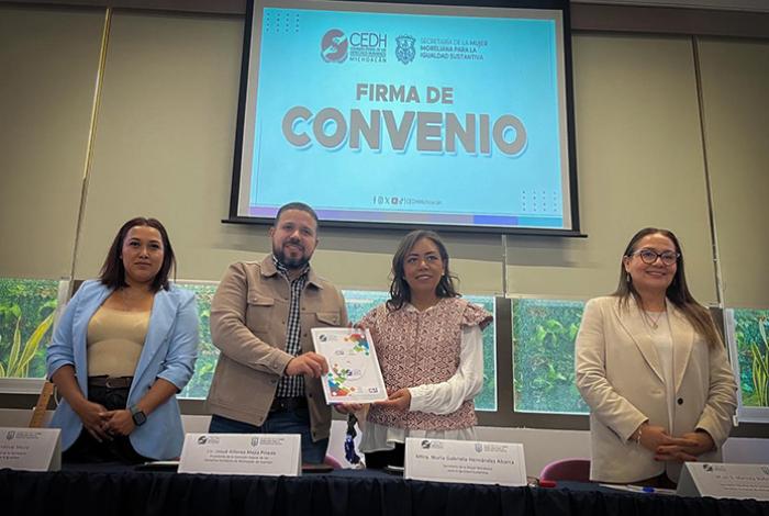 Gobierno de Morelia y CEDH firman convenio para garantizar los derechos y bienestar de las mujeres
