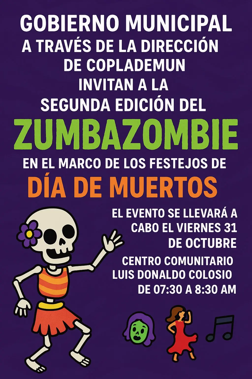 Gobierno Municipal invita al ZumbaZombie 2025