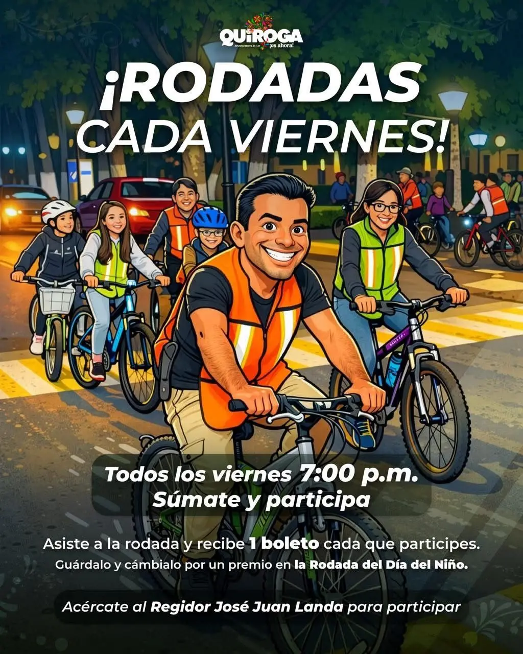 Impulsa Alma Mireya González Sánchez las rodadas familiares para fortalecer la convivencia en Quiroga