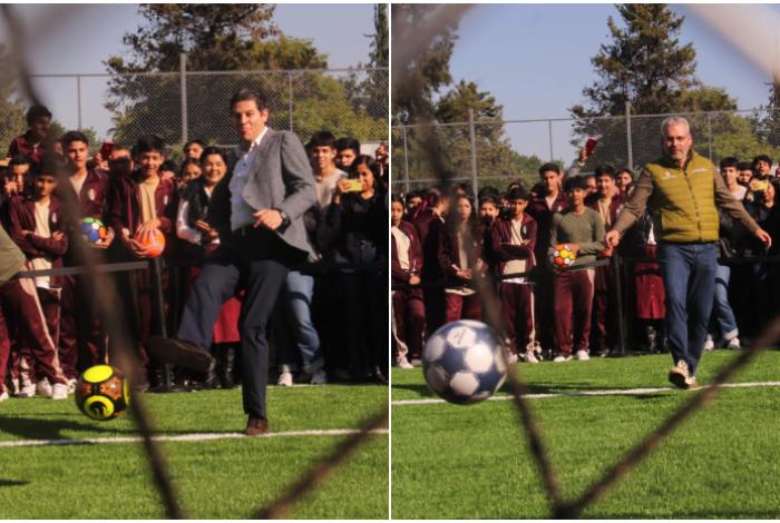 Inauguran dos canchas de fútbol 7 en la Secundaria Federal No. 2 “Hermanos Flores Magón”