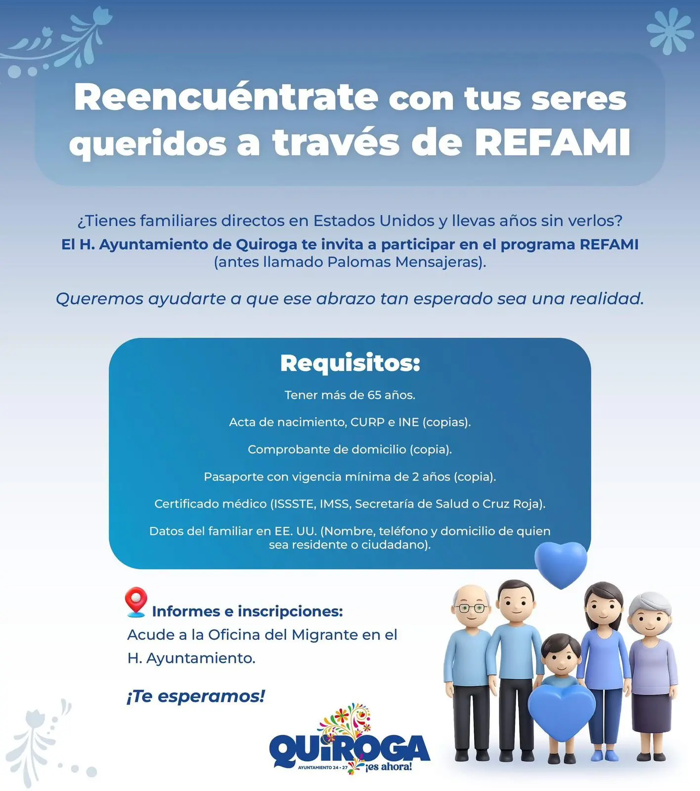 Inició Quiroga el 2026 fortaleciendo la reunificación familiar a través del programa REFAMI