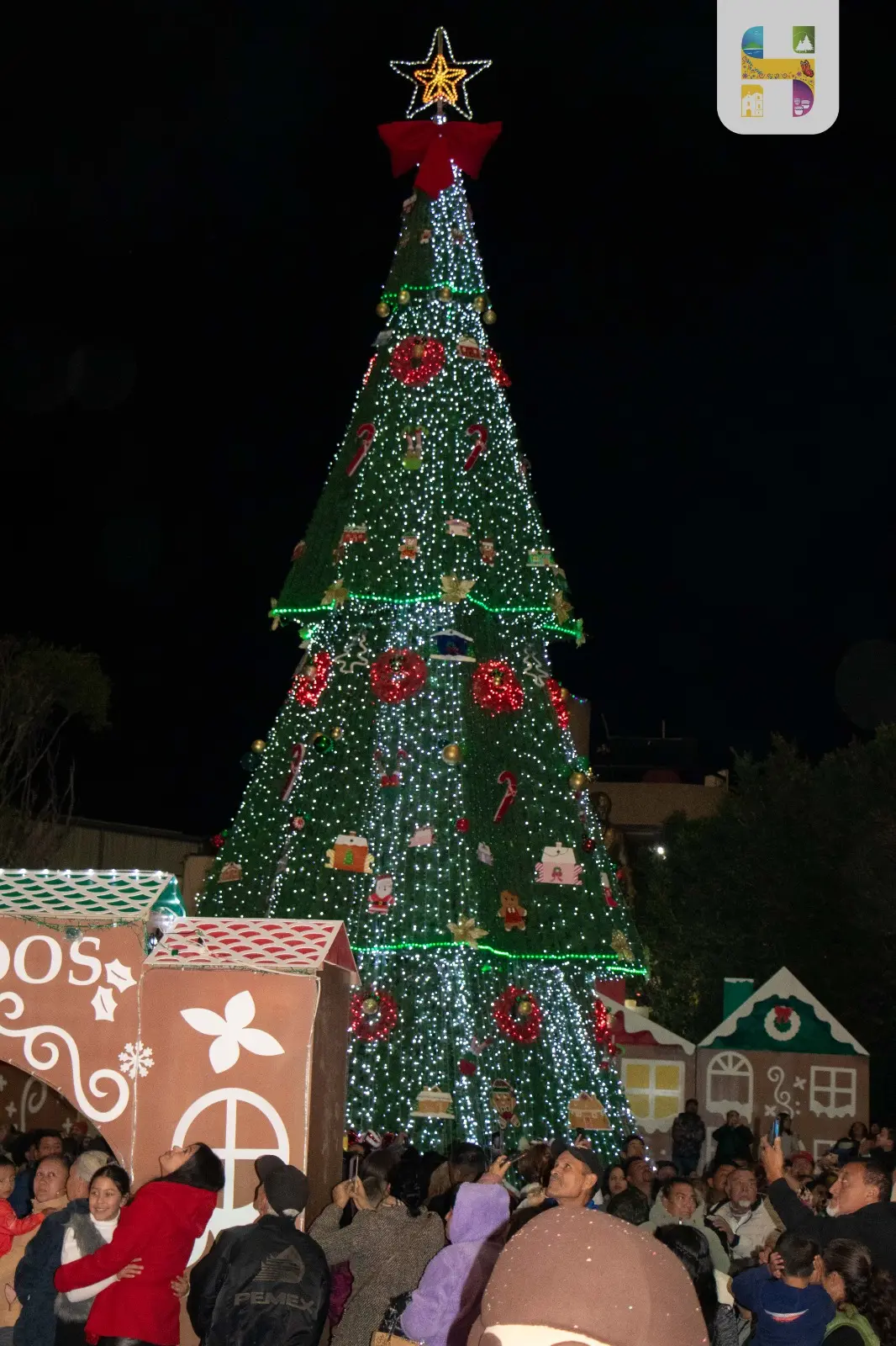 Jeovana Alcántar, encendió el Monumental Árbol Navideño con el cual inicia la magia de la navidad en Ciudad Hidalgo