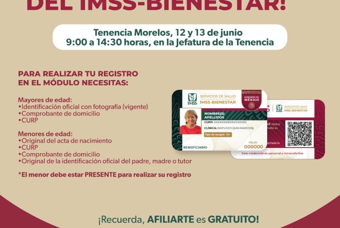 Jornada de credencialización IMSS Bienestar en Tenencia Morelos